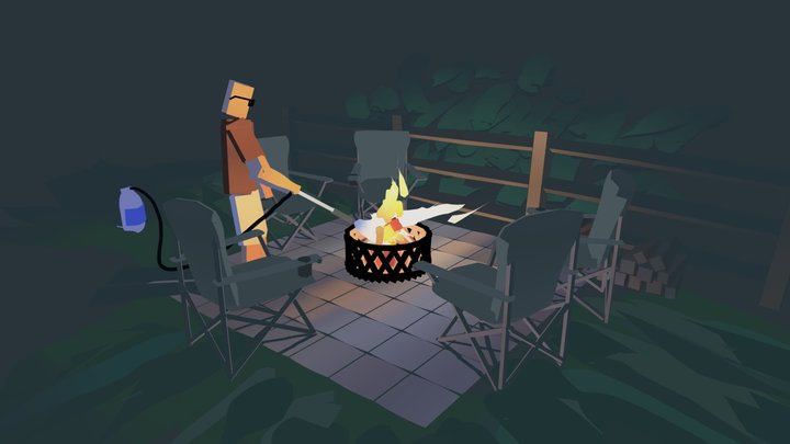 Jared starting a fire 3D Model