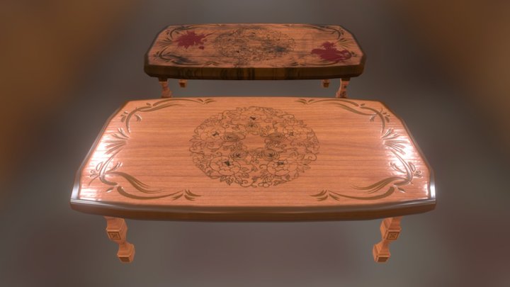 Table before and after explosion – Kostenloses 3D-Modell STL