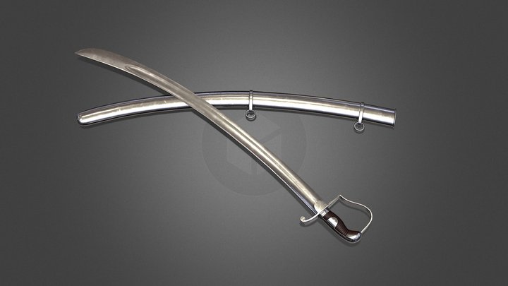 1796 Light Cavalry Sabre Lowpoly with Scabbard – Free 3D Model STL