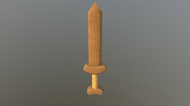 Stylized Wooden Sword 3D Model