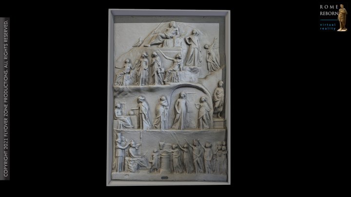 3D rendering of Relief with apotheosis of Homer