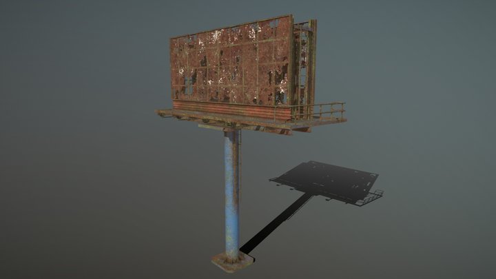 Post Apocalyptic, Abandoned, Rusted Billboard 3D Model