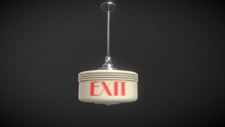 Vintage red exit sign lights 3D Model