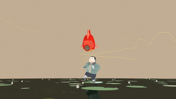 Fatso run in to pond 3D Model