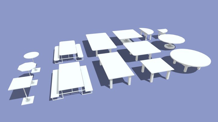 Low Poly Tables no textures 3D Model