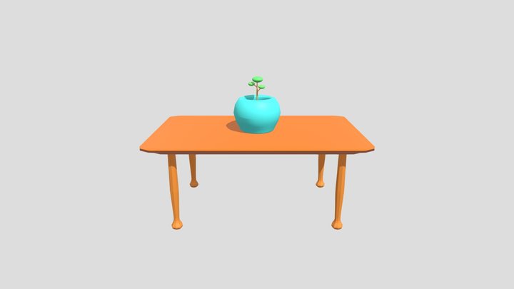 Table And Tree 3D Model
