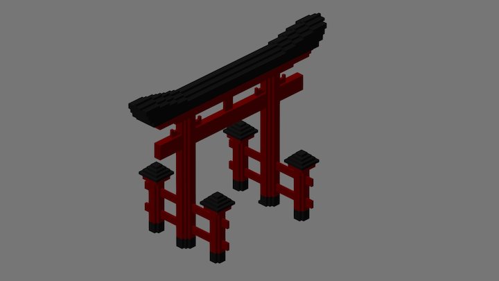 Japanese Shrine Gate - Voxel Art 3D Model