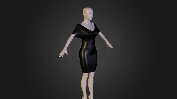 Female_Figure_A_Pose_with_Dress_Z_Up 3D Model