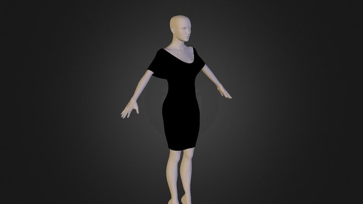 Female_Figure_A_Pose_with_Dress_Z_Up 3D Model