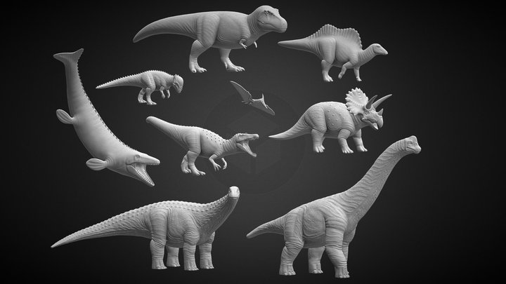 Dinosaurs for 3D Printing - Dino Bundle 1 3D Model