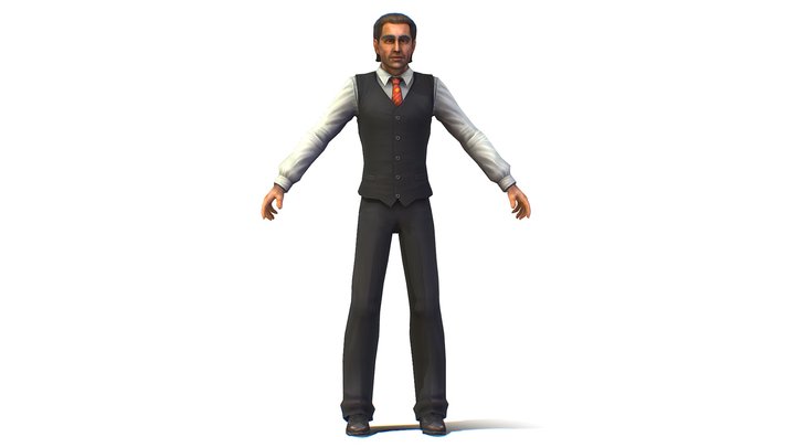 young man with a vest trouser and a white shirt 3D Model