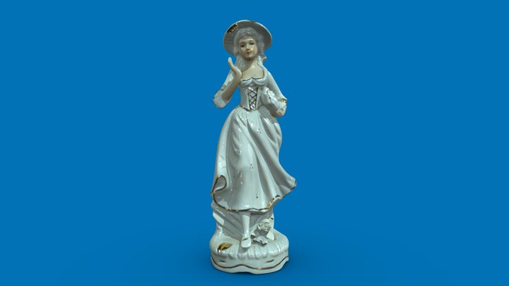Capodimonte white lady with basket 3D Model