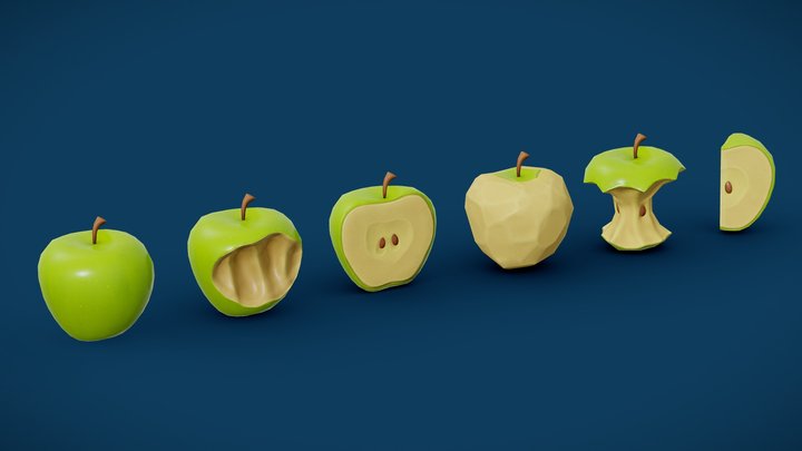 Green stylized apples 3D Model