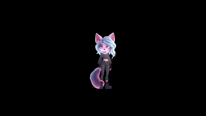 Anthropomorphic cat girl in modern outfit 3D Model