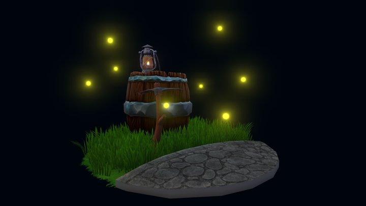 small miner's trail stylized diorama 3D Model