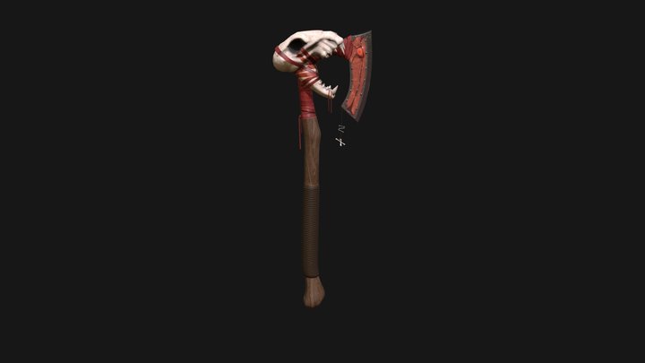 Ax with skull 3D Model