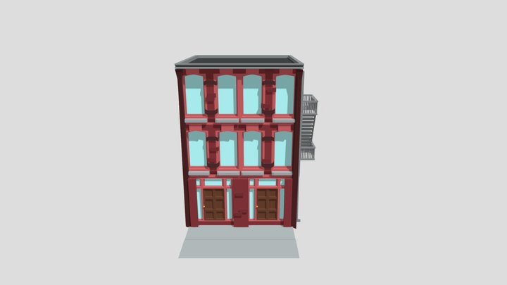 Isometric Modular Low Poly Building 3D Model