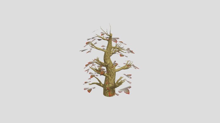 Red leaved grover tree 3D Model