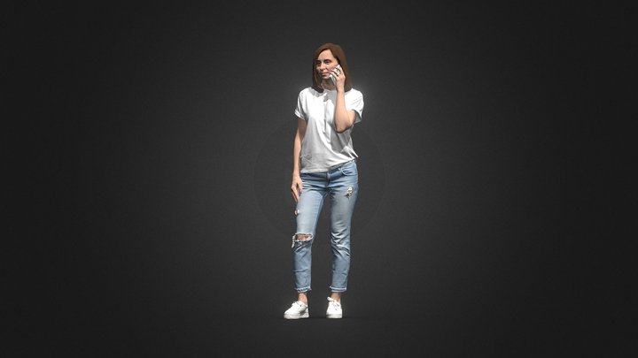 S00028 Woman with cellphone 3D Model