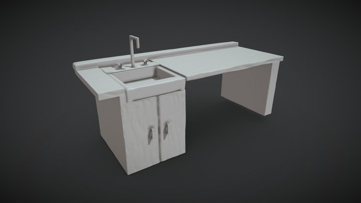 Laboratory table with tray 3D Model