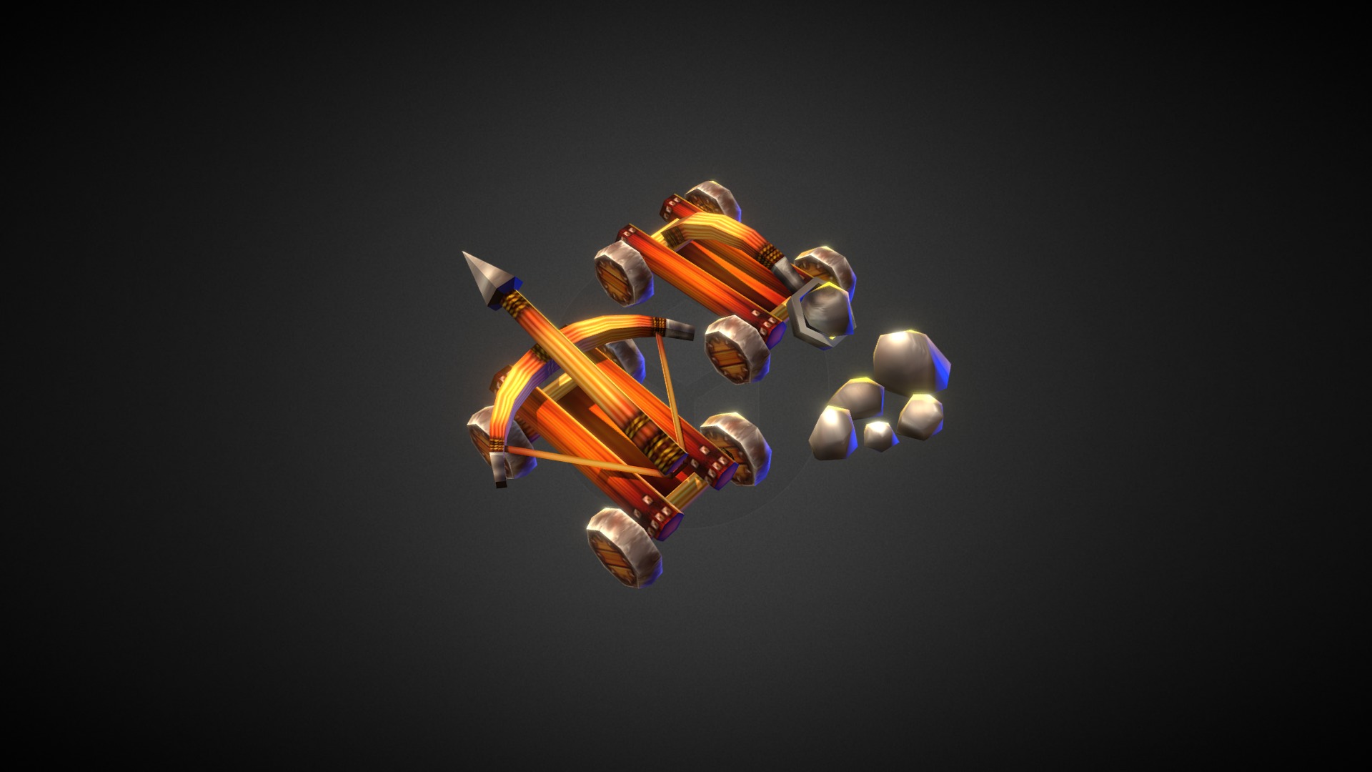 3D model Lowpoly Catapult - This is a 3D model of the Lowpoly Catapult. The 3D model is about a group of light bulbs.
