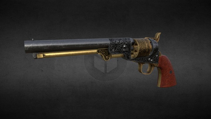 Colt Navy - Lowpoly. 3D Model