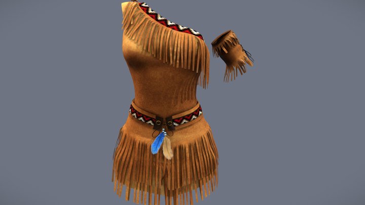 Native American Tribal Dress And Armband 3D Model