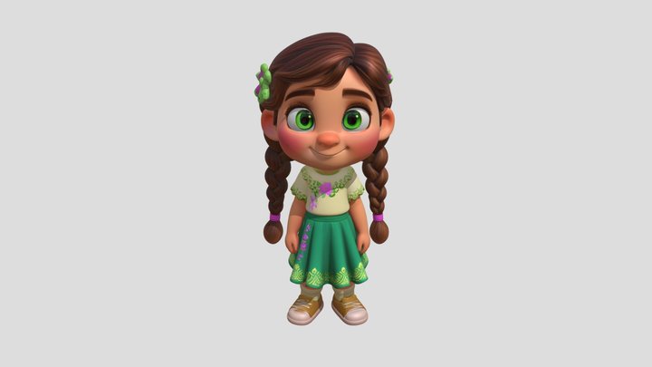 Stylized little girl character 3D Model