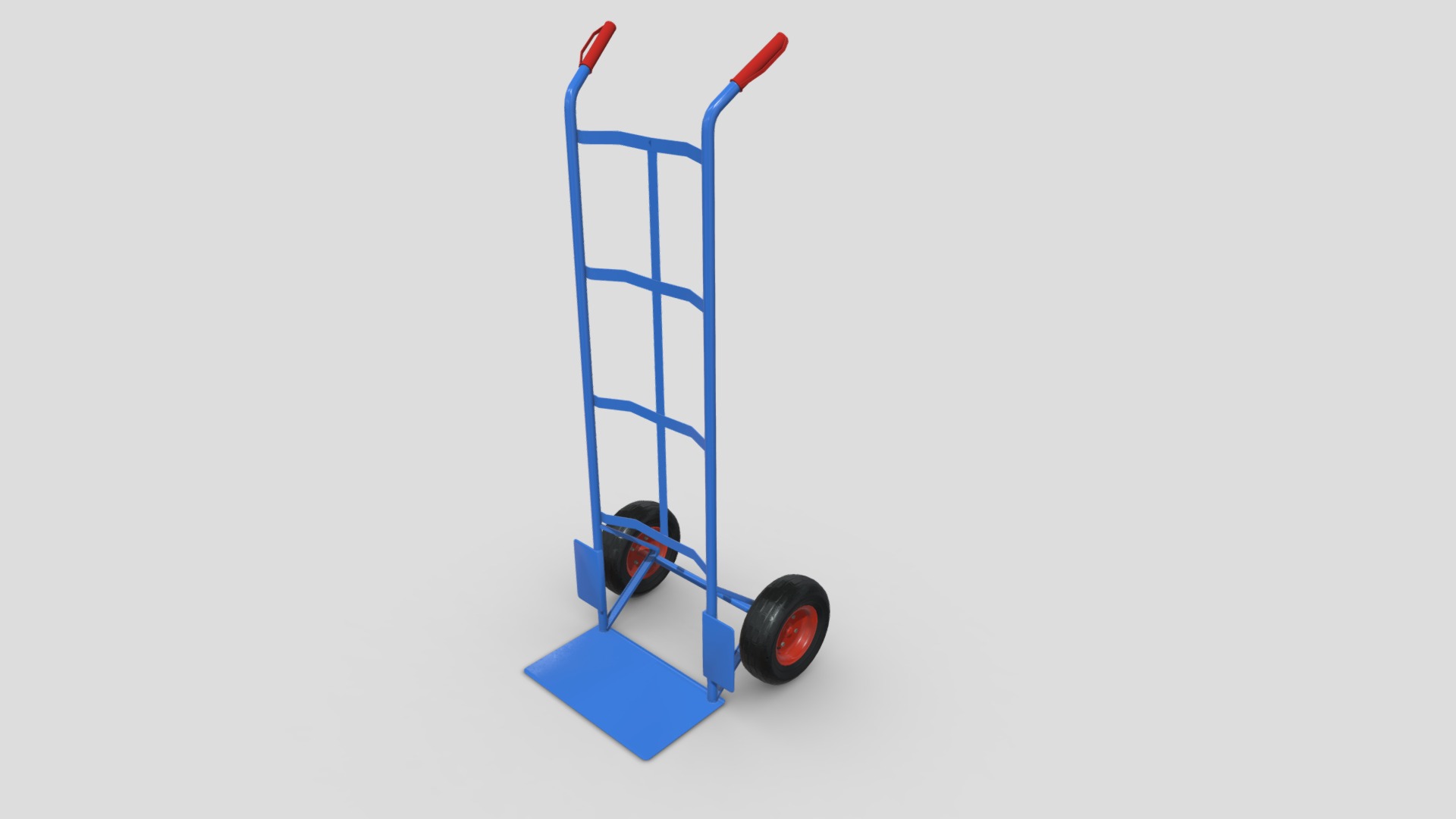 3D model Industrial Hand Trolley 1 - This is a 3D model of the Industrial Hand Trolley 1. The 3D model is about a blue and white roller coaster.