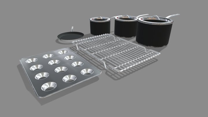 Kitchen Asset Pack - Pots, pans etc. 3D Model