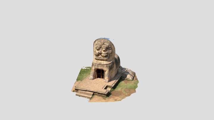 1000 years old Ancient Lion Statue 3D Model