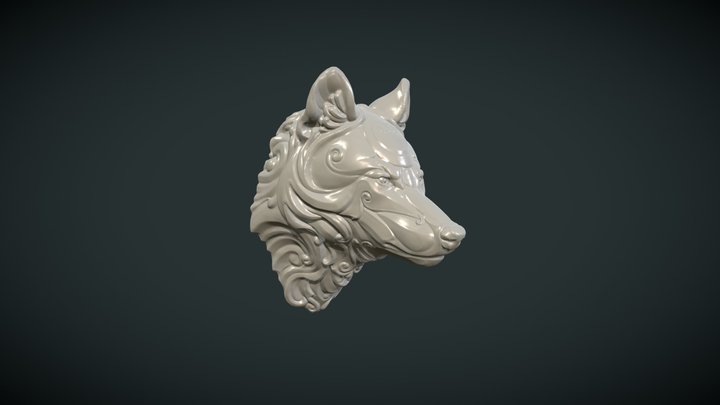Stylized Wolf head 3D Model