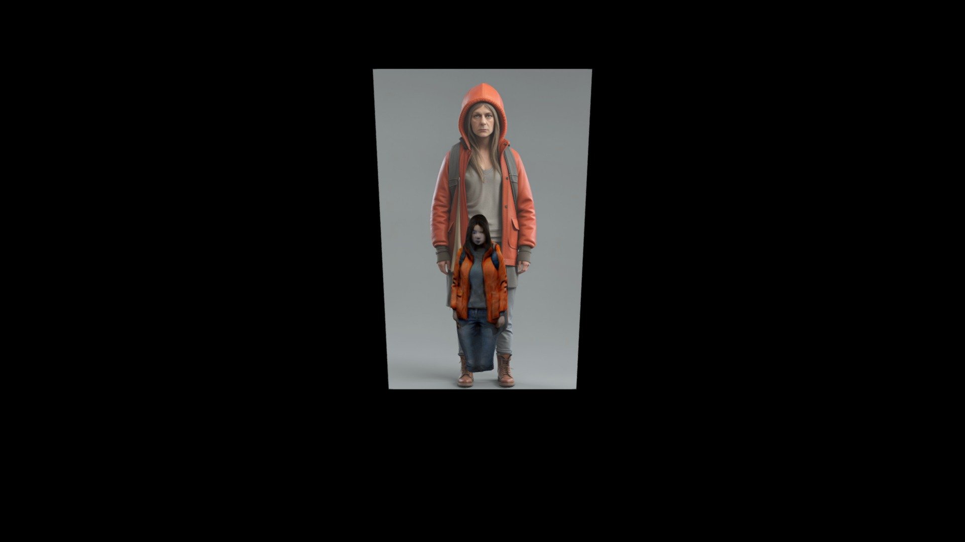 arafed woman in a red jacket and grey jeans pose - Download Free 3D ...