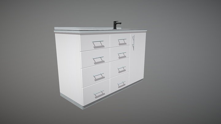Mueble lavadero con encimera porcelanato 3D Model