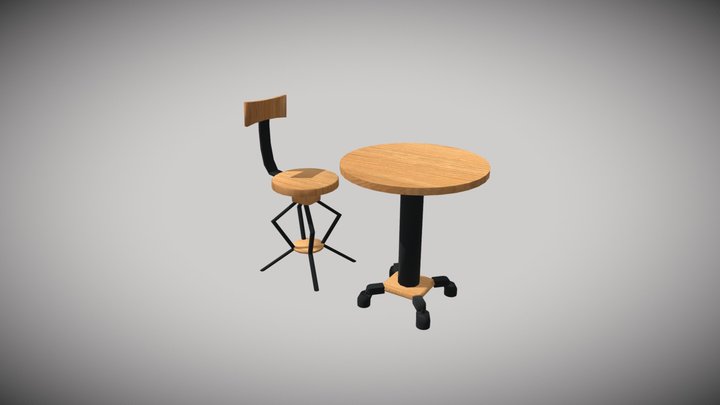 Mesa y Silla de bar 3D Model