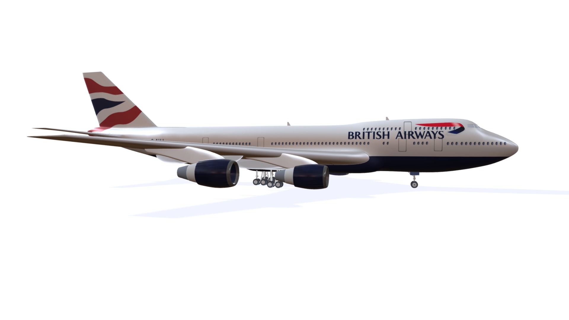 3D model British Airways Aircraft - This is a 3D model of the British Airways Aircraft. The 3D model is about a large airplane flying.