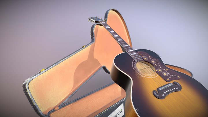 Gibson SJ-200 and case 3D Model