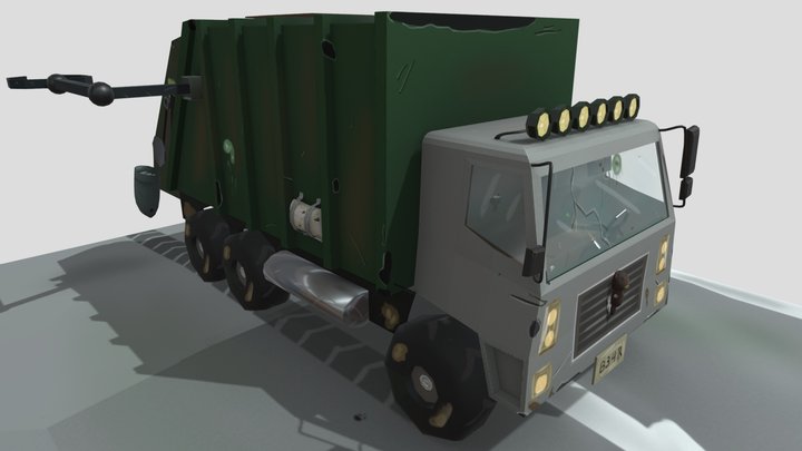 Handpainted Trash Truck 3D Model