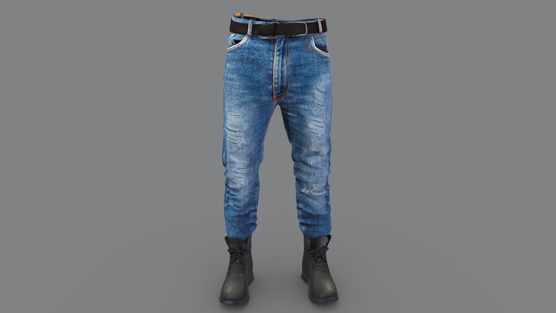 Men's Drop Waist Jeans And Boots Buy Royalty Free 3D model by 3dia