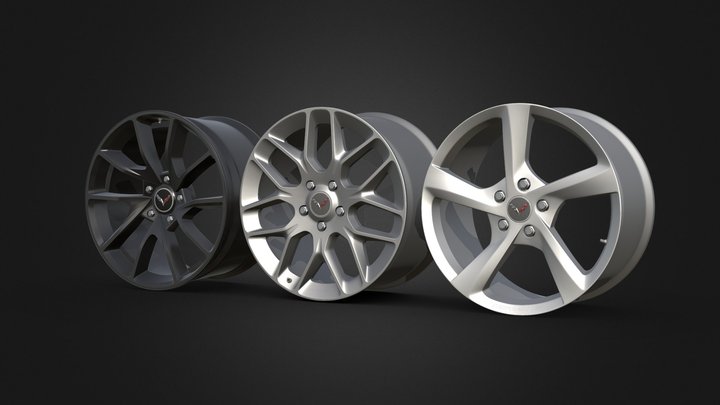 (FREE) Corvette C7 OEM Rim Models 3D Model
