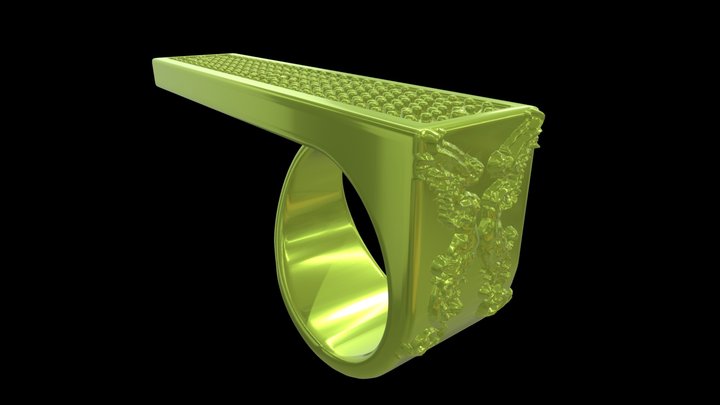 adjustable ring version 1 with gems engraving 3 3D Model
