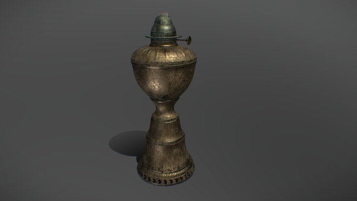 Old Metal Oil Lamp 3D Model