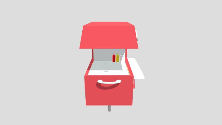 Lowpoly Fast Food Street Stand 3D Model