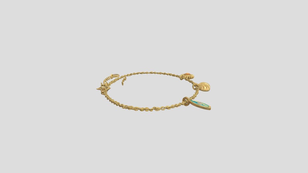 Gold Charm Bracelet 3d Model
