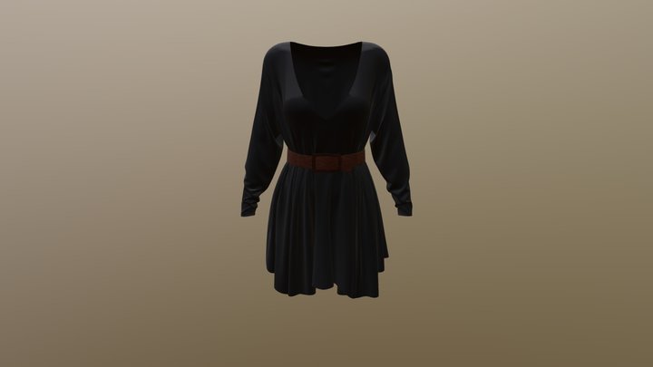 Slit Sleeves Dress 3D Model