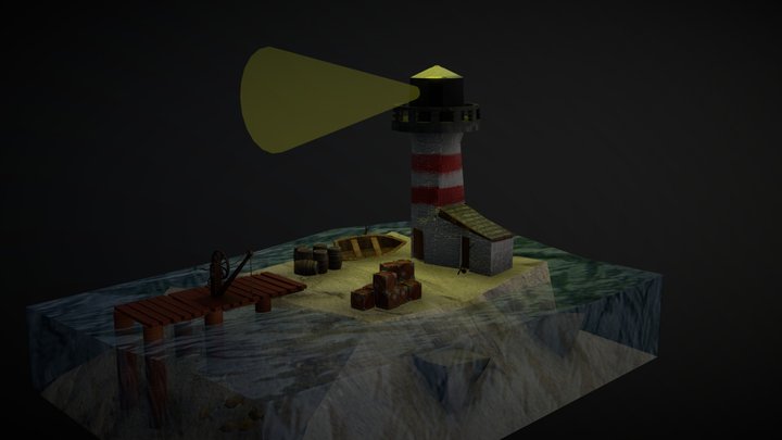 Lighthouse Diorama 3D Model