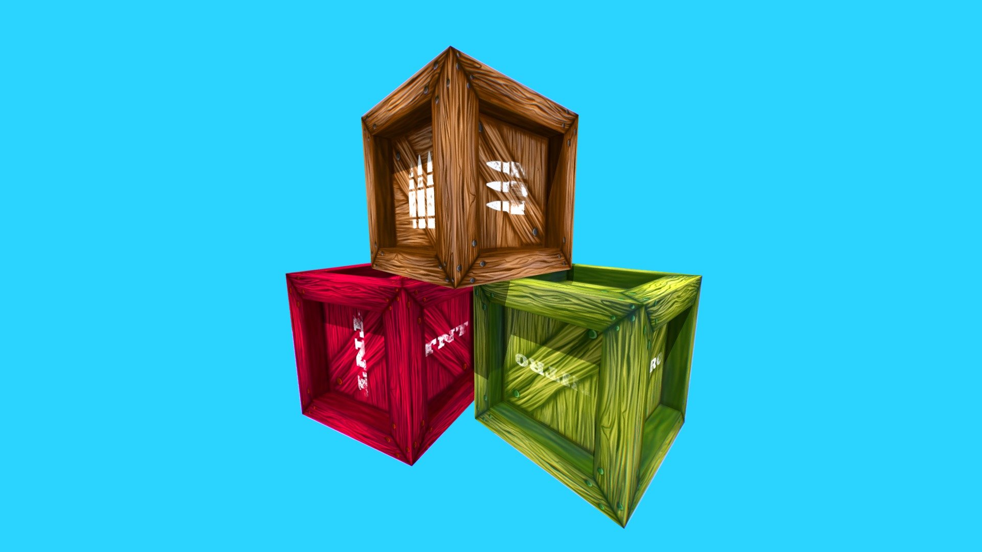 Painted game crates