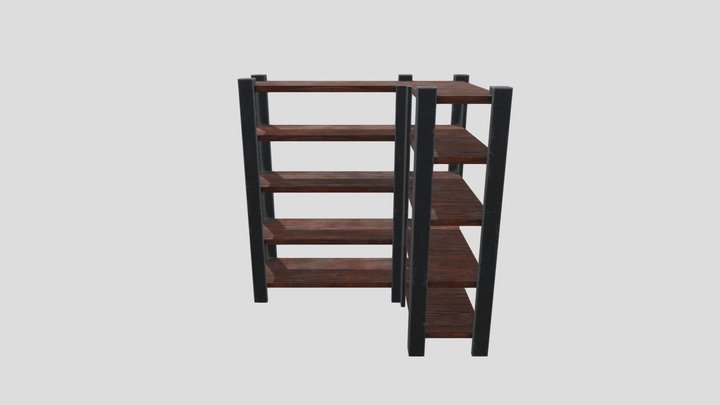 Wooden Industrial Shelf 3D Model