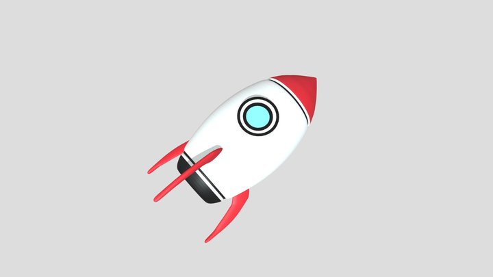 Simple white red rocket 3D Model