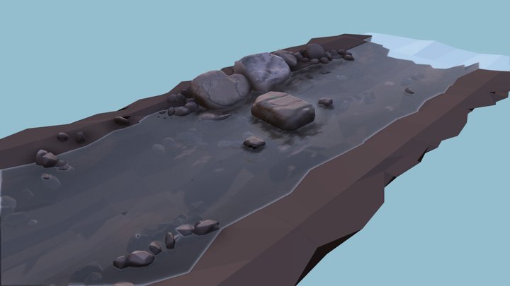 Ghibli Handpainted River 3D Model